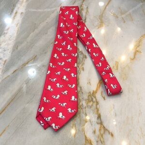 Hermes Red Tie with Playful Pattern. 
New without tags!